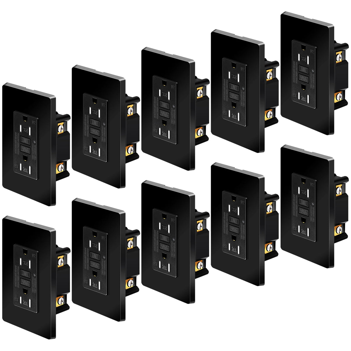 1PK-20PK GFCI GFI Outlet 15A 125V Black Safety Receptacle Plug Tamper Resistant TR WR Plate Socket With ETL Listed and LED Light