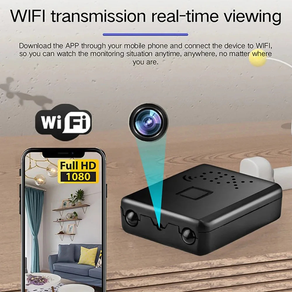 Mini WiFi Security Camera 1080P HD Wireless Video Recorder Night Vision Motion Detection Rechargeable Battery Remote Viewing For Home Office