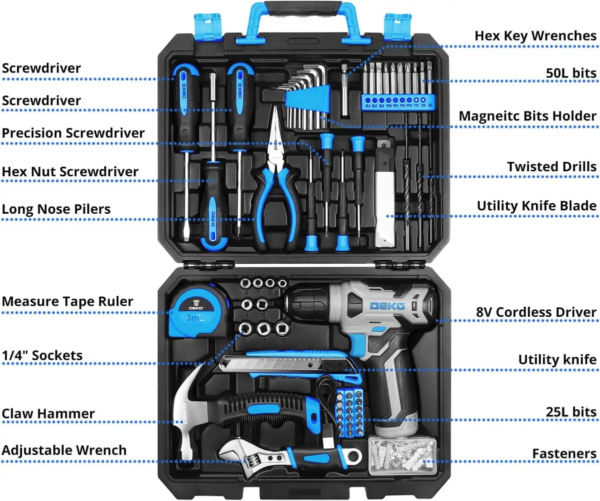 DEKO Cordless Drill Home Improvement Hand Tool Kit Set