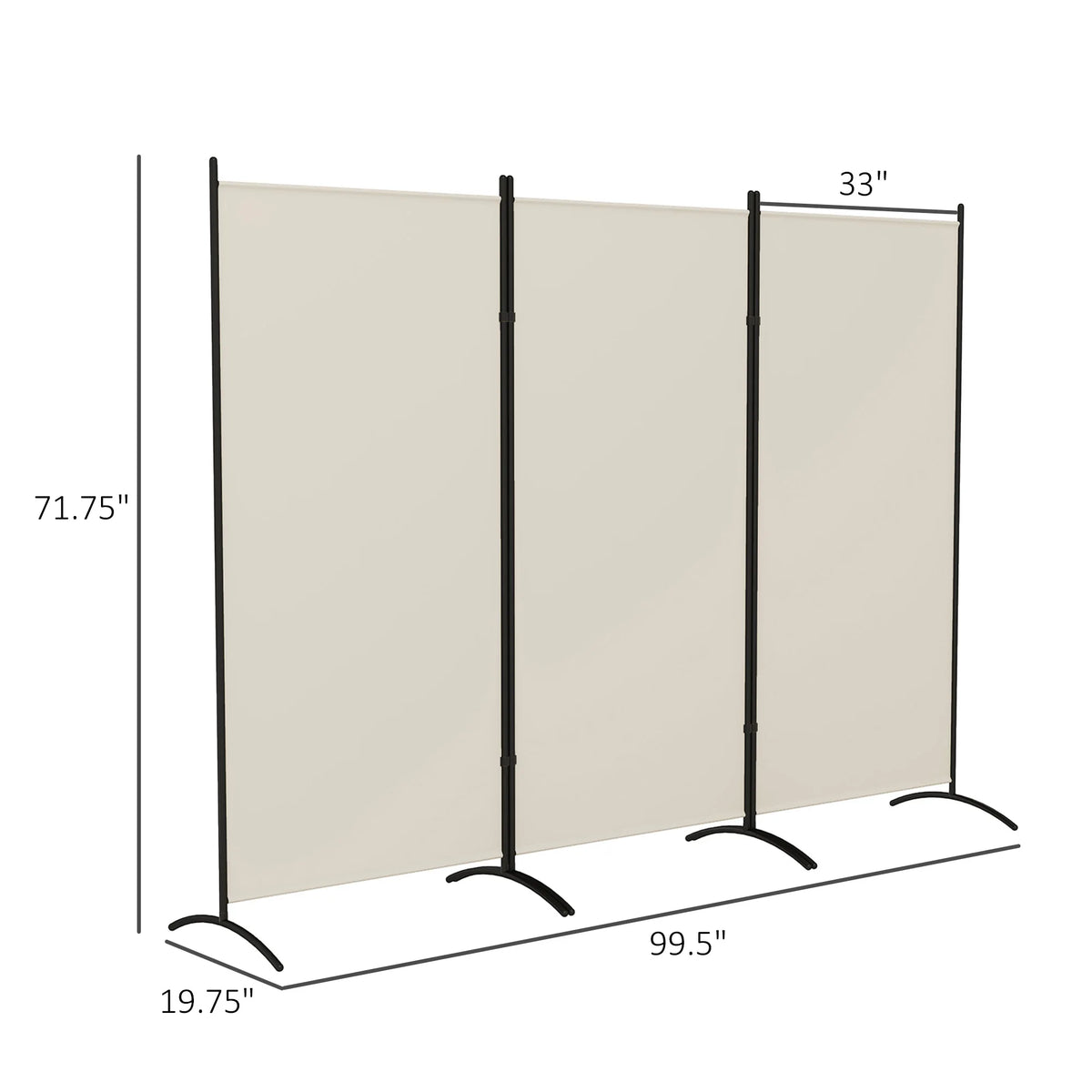 HOMCOM 6 Ft Tall 3 Panel Fabric Room Divider, Freestanding Partition Wall Divider, Folding Privacy Room Separator for Indoor, Home Office, Light Gray