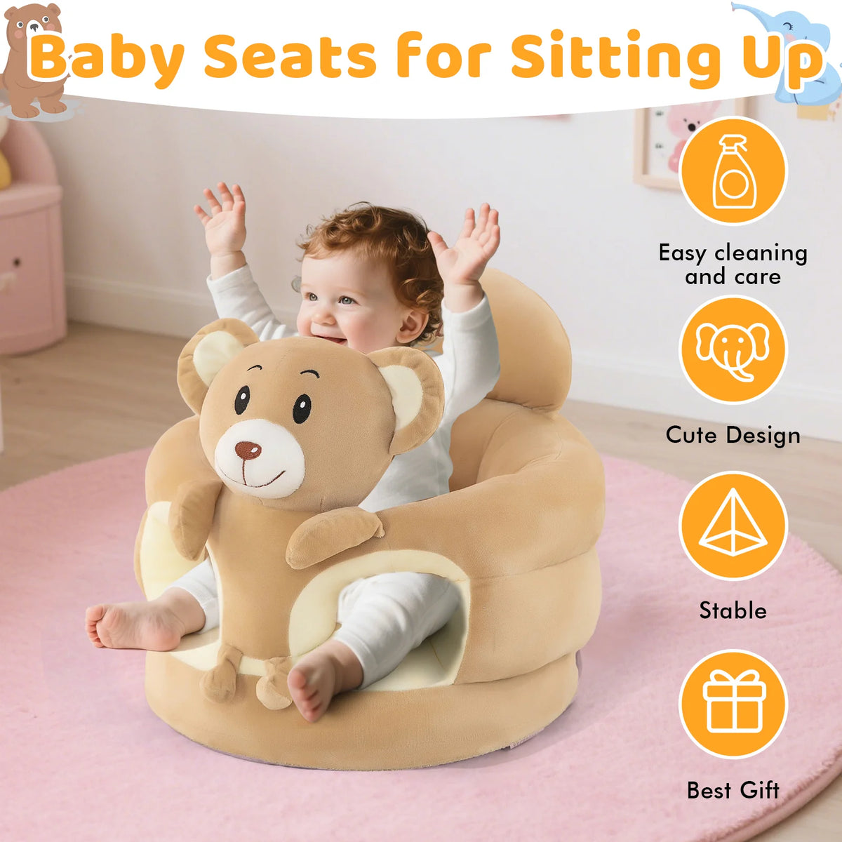 LLParty Animal Plush Baby Floor Seat With Sitting Support