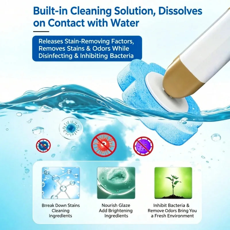 Automatic Toilet Wand Cleaning Kit With Disposable Refill Heads