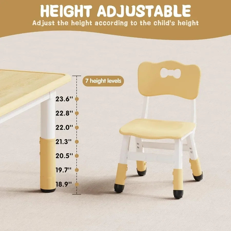 Brelley Adjustable Toddler Table And Chair Set For Study Play