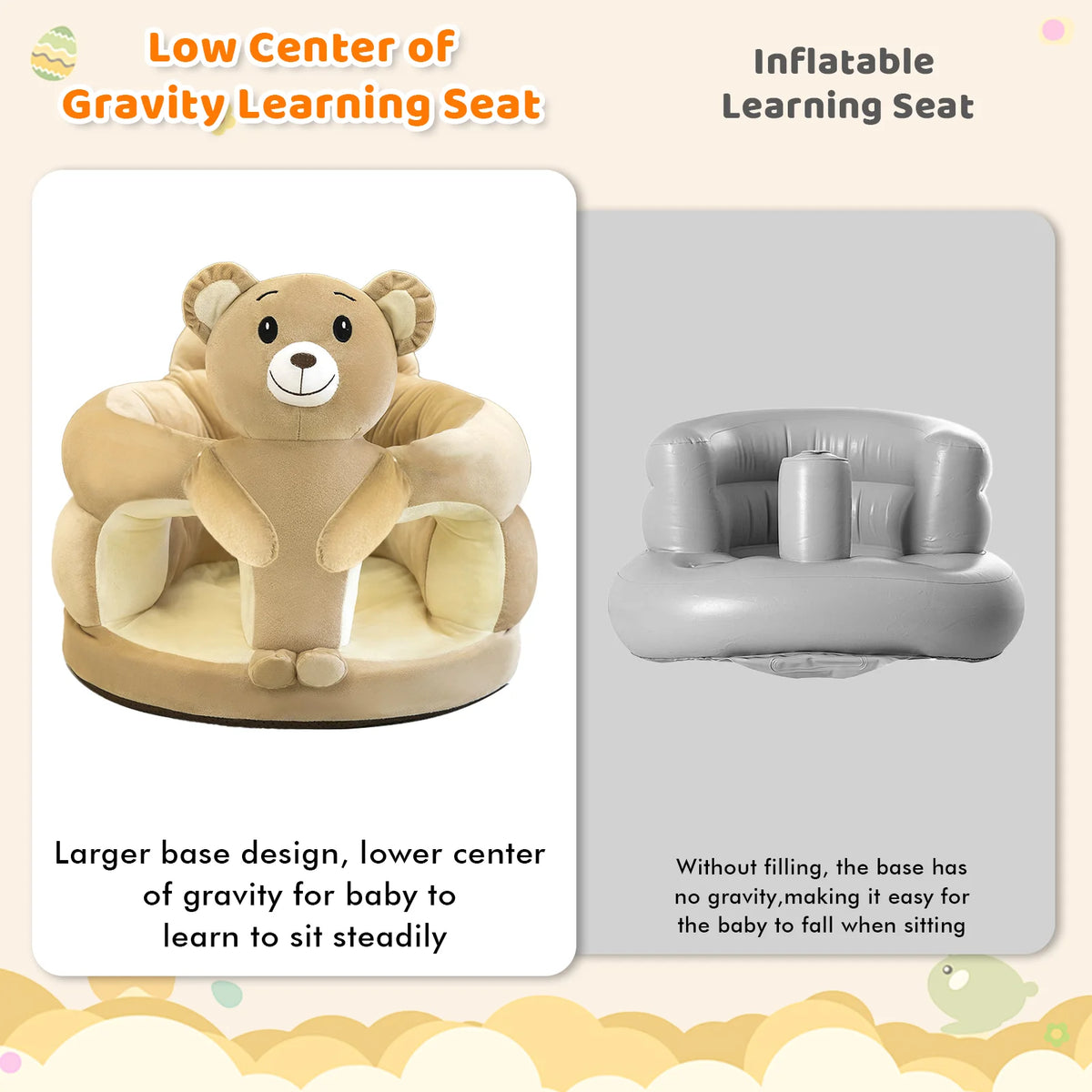 LLParty Animal Plush Baby Floor Seat With Sitting Support