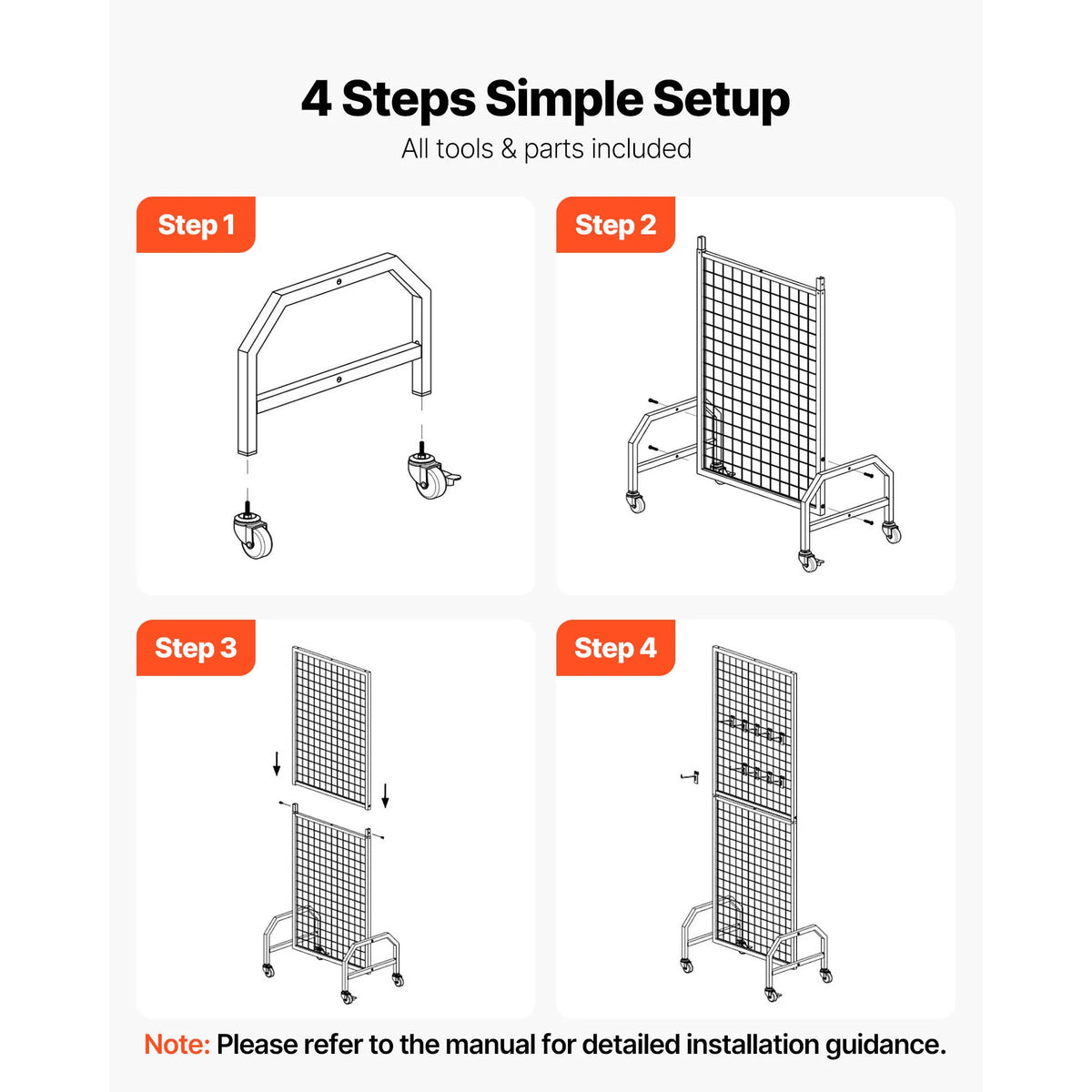 SucceBuy Gridwall Display Rack With Wheels For Craft Shows