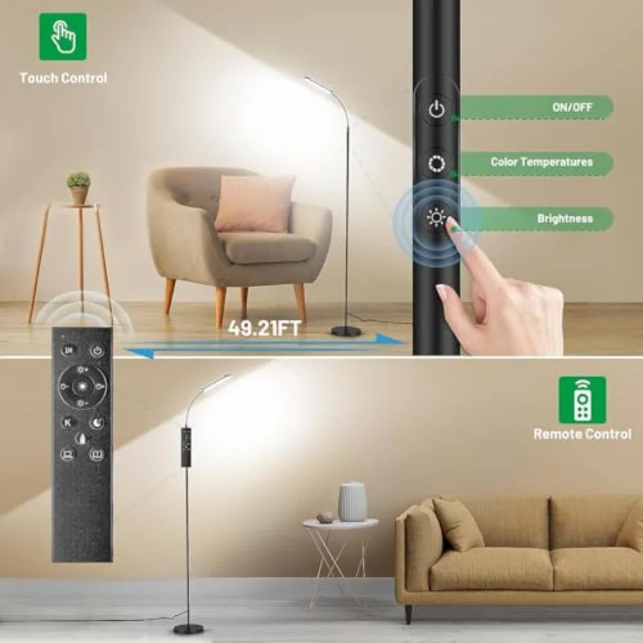 Dimmable LED Floor Lamp With Remote and Touch Controls