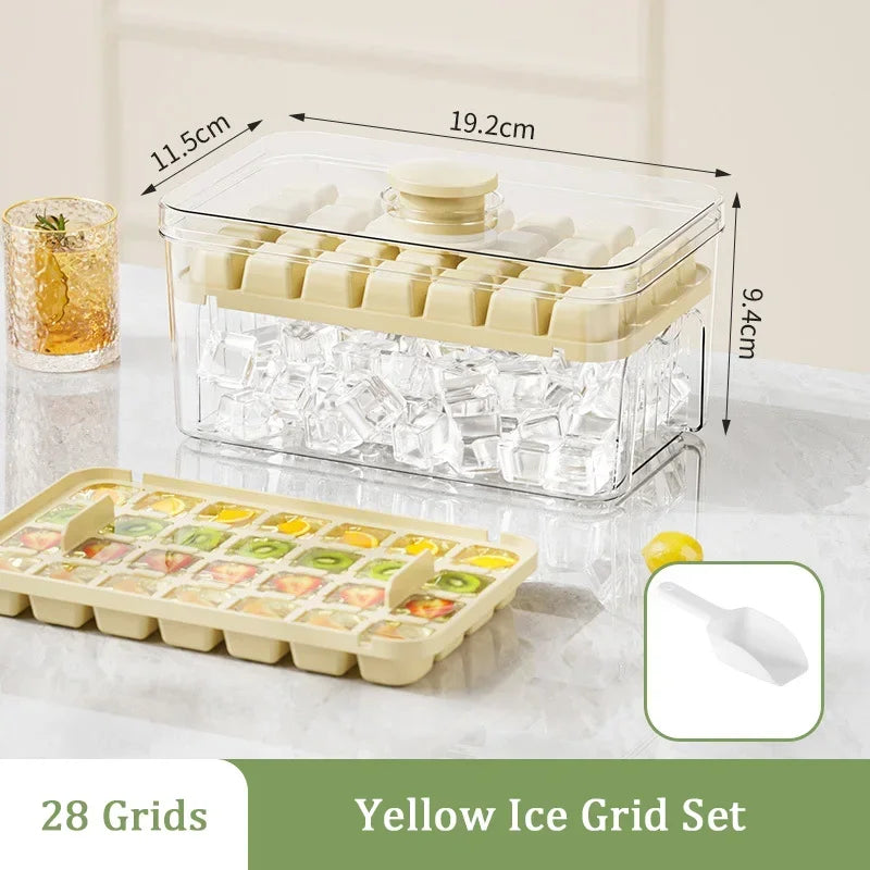 One Touch Ice Cube Tray Storage Bucket With Easy Dispensing