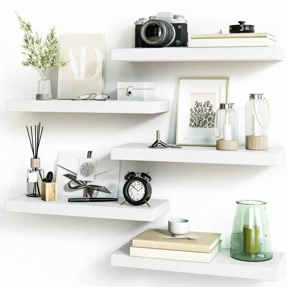 4 Pack Floating Shelves Modern Black Wood Wall Shelves Storage Shelving Unit With Invisible Metal Brackets Display Rack For Bathroom Living Room Bedroom Kitchen Housewarming Gift