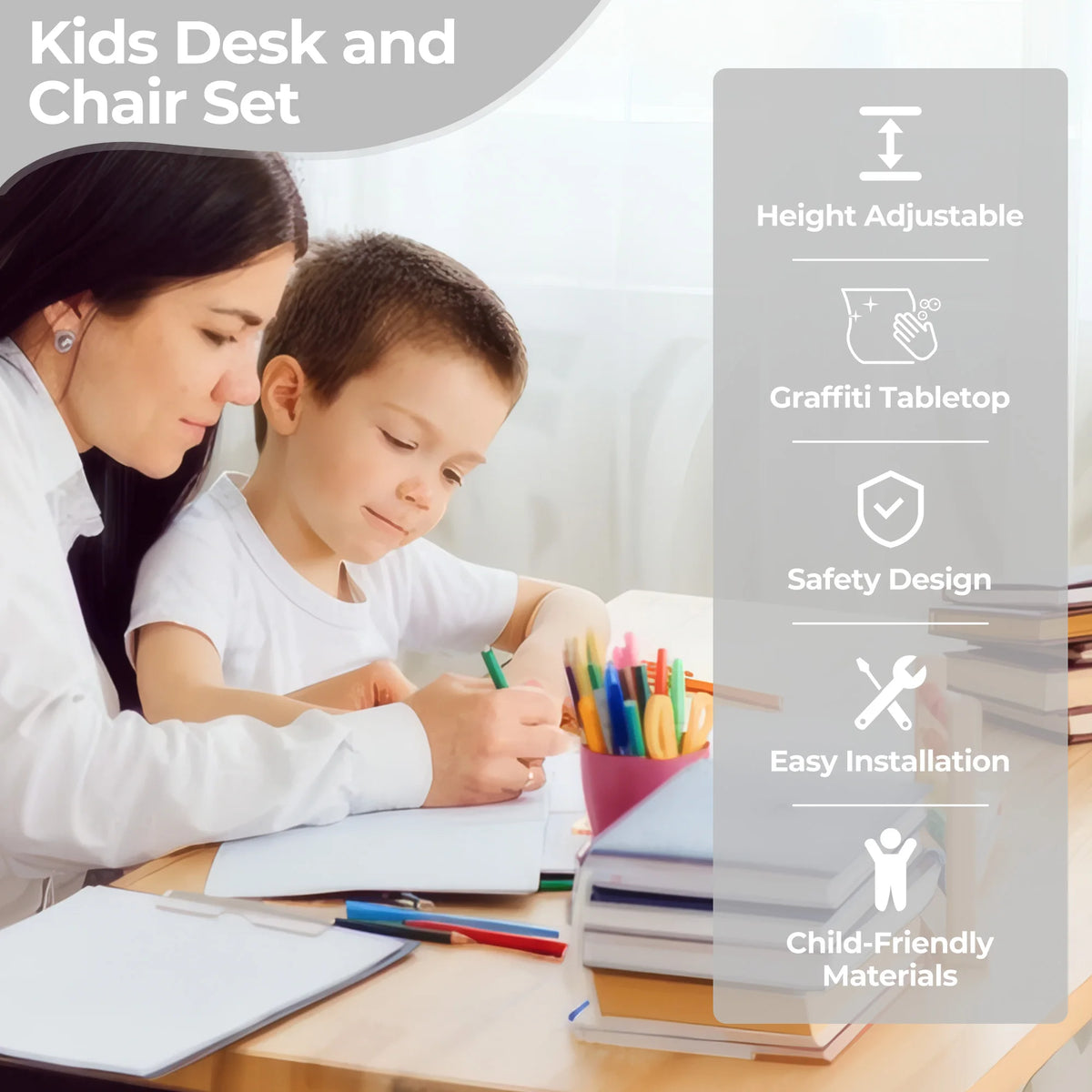 Adjustable Activity Table and Chair Set for Kids Creative Play