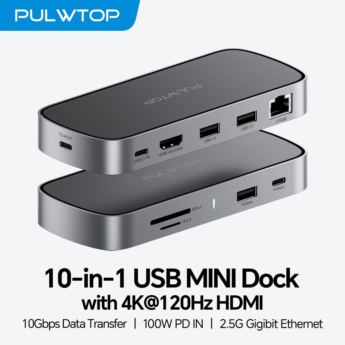 PULWTOP Dual Monitor Docking Station With HDMI USB C RJ45