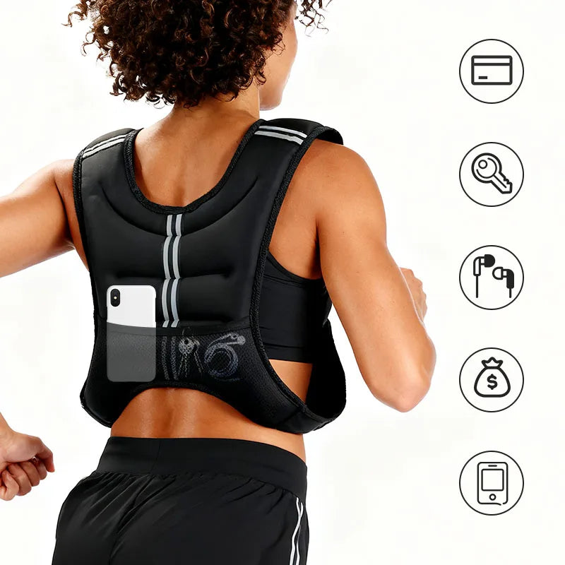 Weighted Training Vest With Reflective Stripe For Running And Fitness