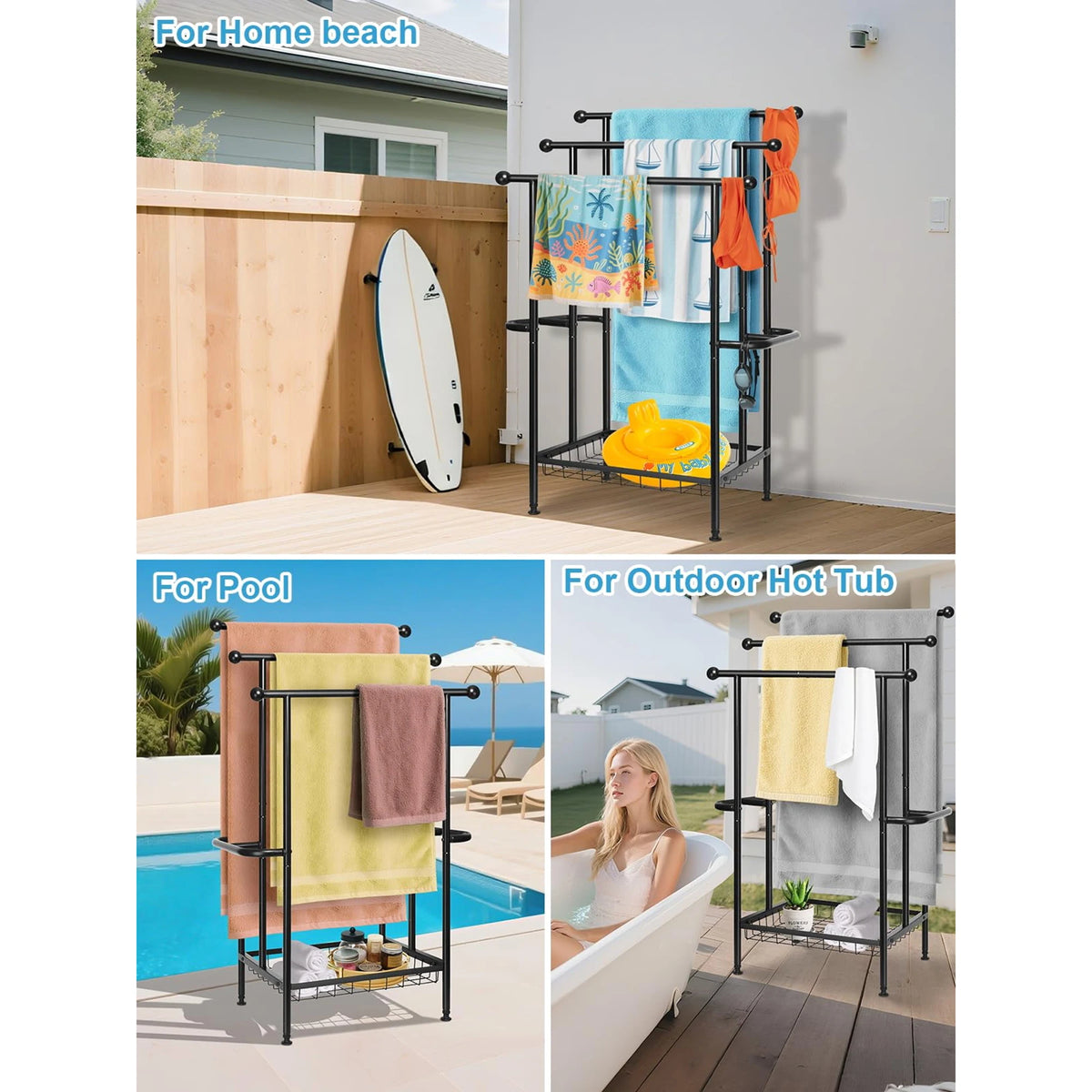 Three Tier Stainless Steel Freestanding Towel Rack for Bathroom