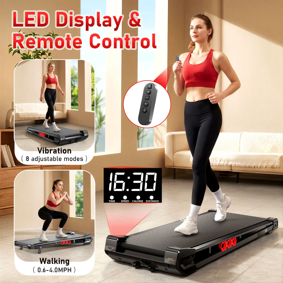 AKLUER Under Desk Vibration Walking Pad With Remote Control
