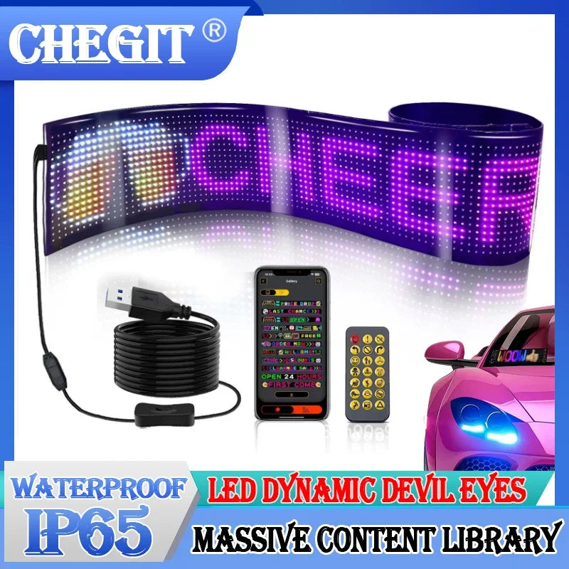 Car Decor Advertising Logo Lights Outdoor LED Matrix Pixel Scrolling Screen DIY Customize Patterns,Animations,Text Warning Light