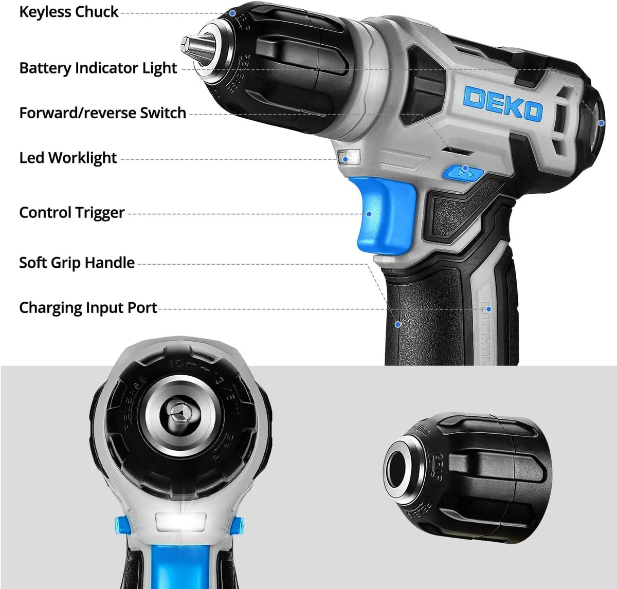 DEKO Cordless Drill Home Improvement Hand Tool Kit Set