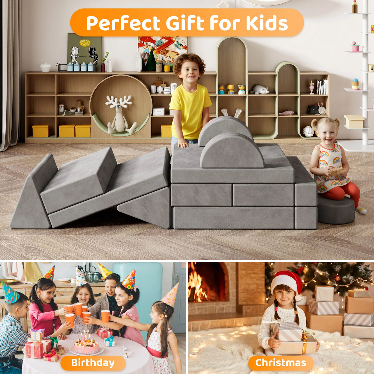 Modular Kids Play Couch With Convertible Foam Sofa Set