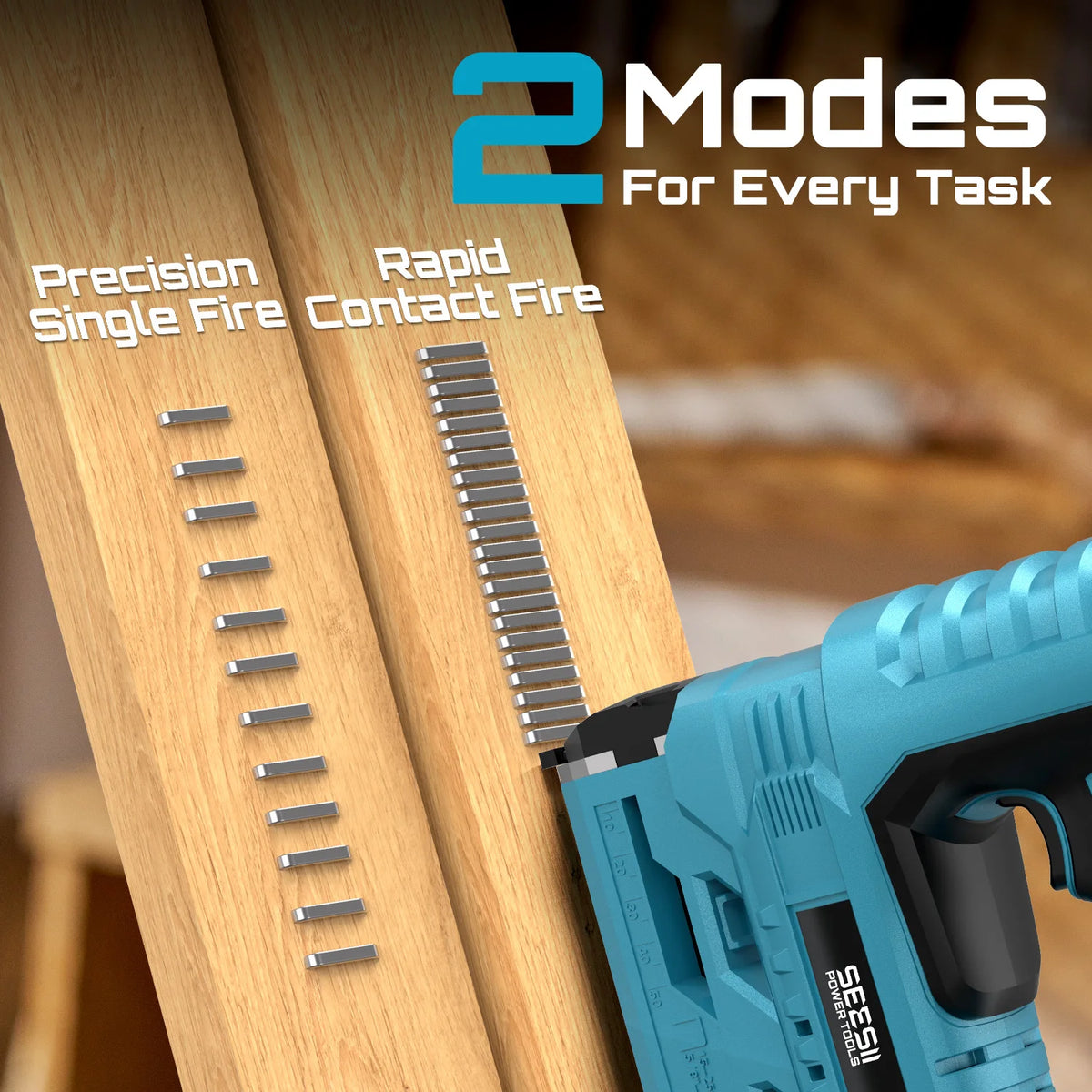 Seesii Cordless Brad Nailer and Stapler for Furniture and Woodworking