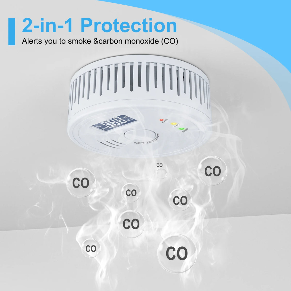 Smoke Detector and Carbon Monoxide Detector Combo with LED Indicators, 2 in 1 CO & Smoke Alarm, Battery Operated Smoke and Carbon Monoxide detectors 3-Pack