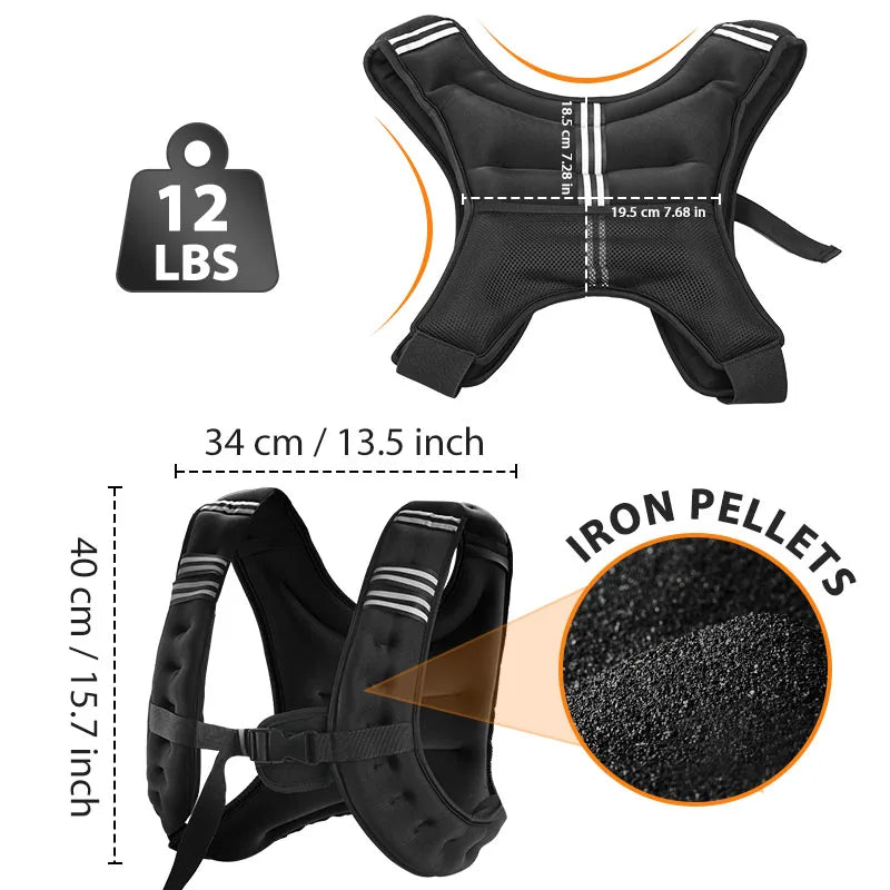 Weighted Training Vest With Reflective Stripe For Running And Fitness