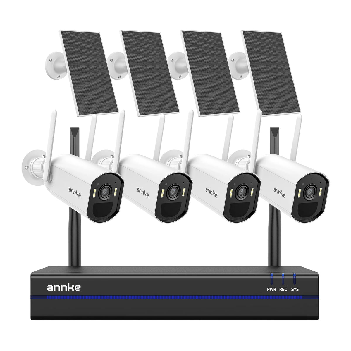 ANNKE 4MP Solar Security Cameras 16CH NVR 4/6/8/12 PCS WiFi Camera Wireless PIR Night Vision WiFi 6 + Bluetooth Connect 4MM Outdoor wifi camera