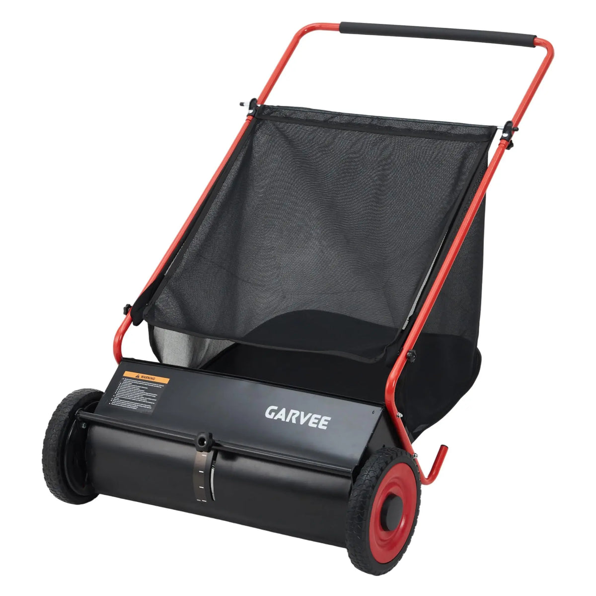 Push Lawn Sweeper 26in Leaf & Grass Collector, 7 Cu.Ft Hopper Bag With Cover, Adjustable Brush Height, Steel Yard Sweeper
