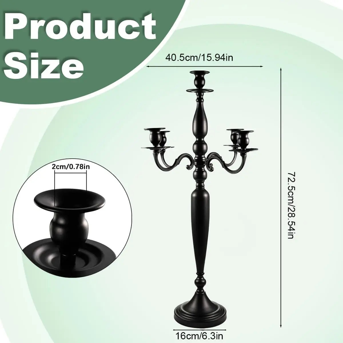 VINCIGANT Five Arm Candelabra Candle Holders for Wedding Table Decor