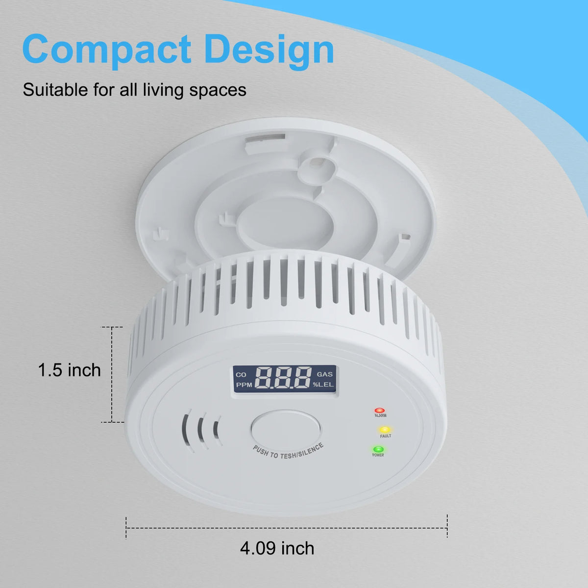 Smoke Detector and Carbon Monoxide Detector Combo with LED Indicators, 2 in 1 CO & Smoke Alarm, Battery Operated Smoke and Carbon Monoxide detectors 3-Pack