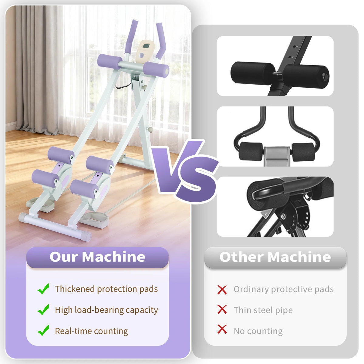Foldable Adjustable Ab Cruncher for Home Core Strength Training