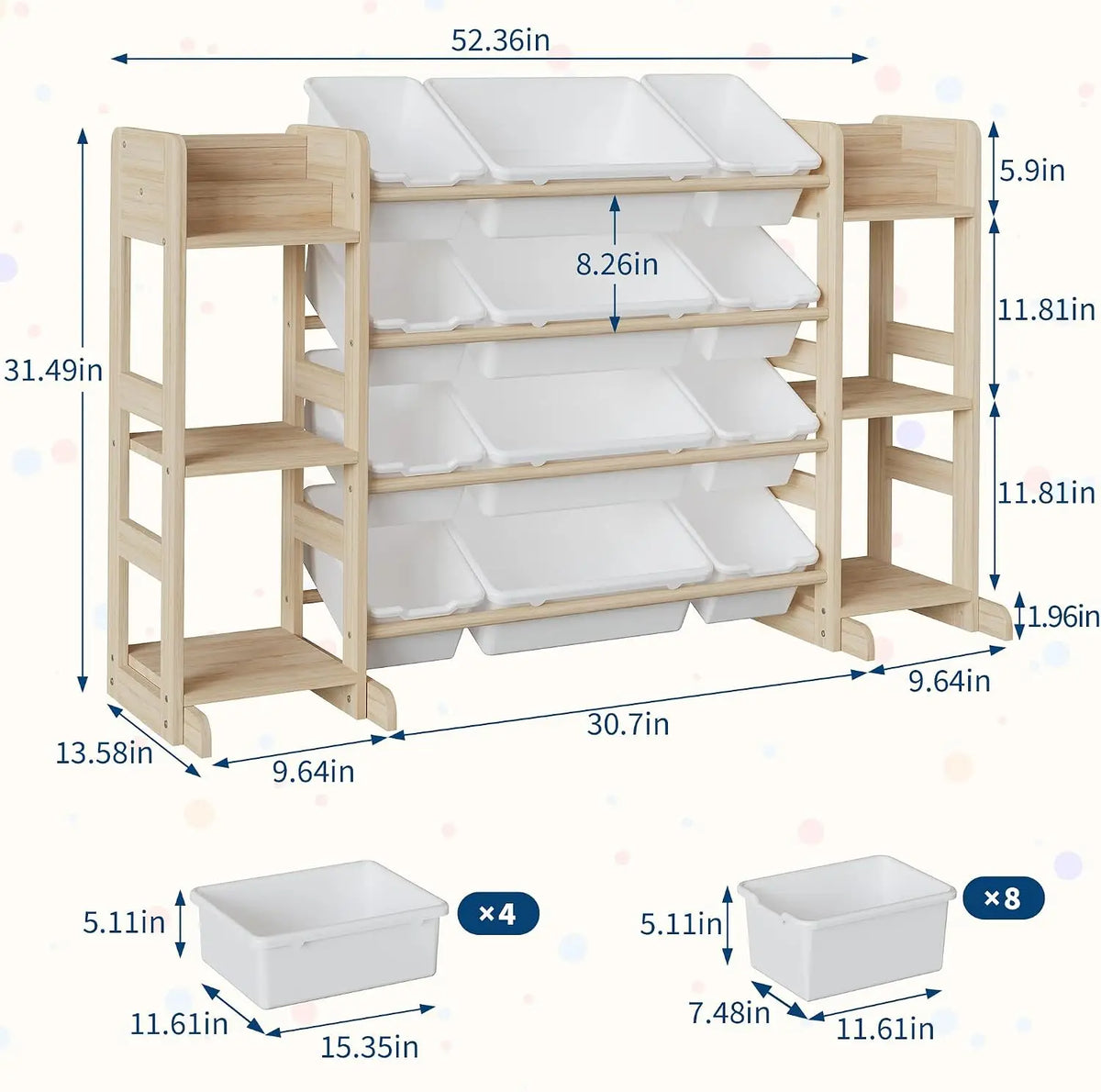 TWISTER.CK Kids Toy Storage Cabinet With Bins And Bookshelf Organizer