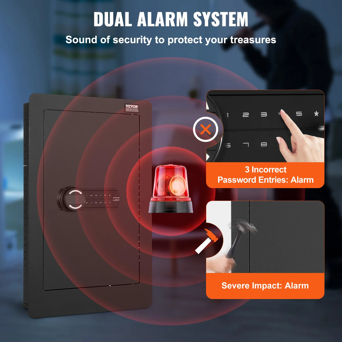 SucceBuy Tall Hidden Wall Safe With Keypad And Three Shelves