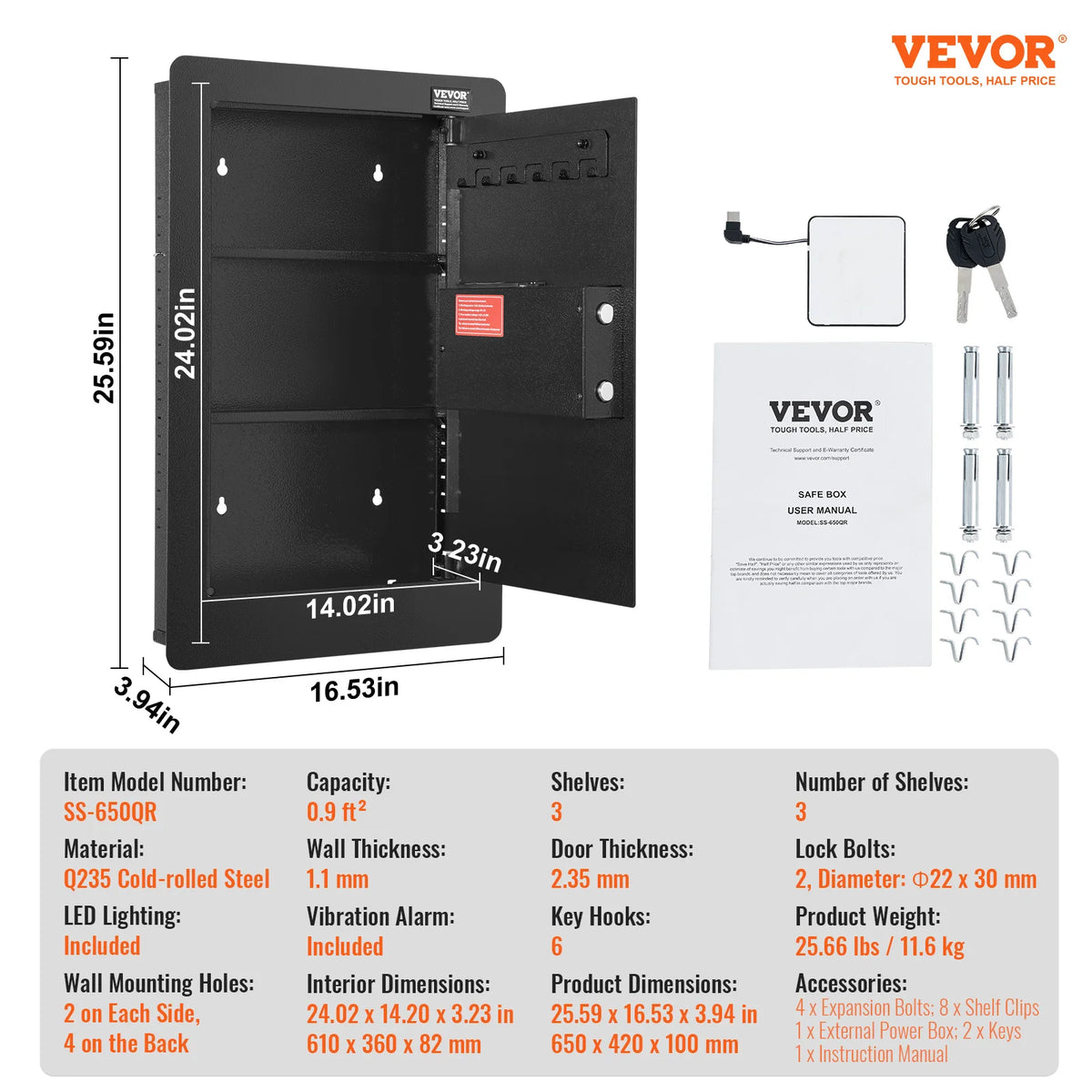 SucceBuy Tall Hidden Wall Safe With Keypad And Three Shelves