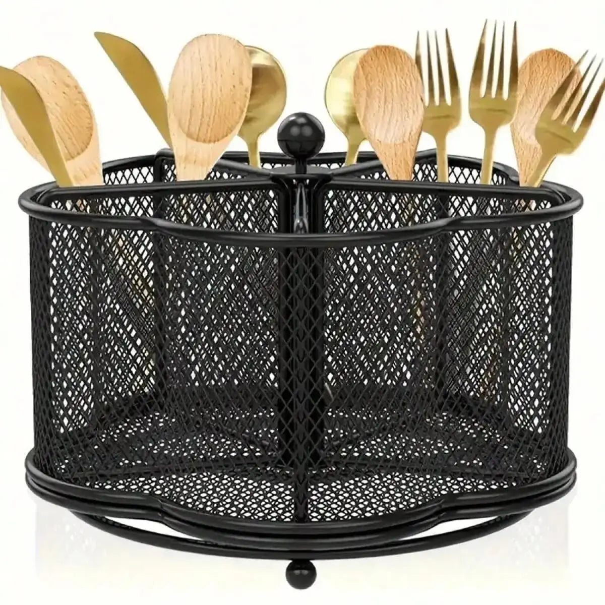 Rotating Stainless Steel Utensil Holder For Kitchen Organization
