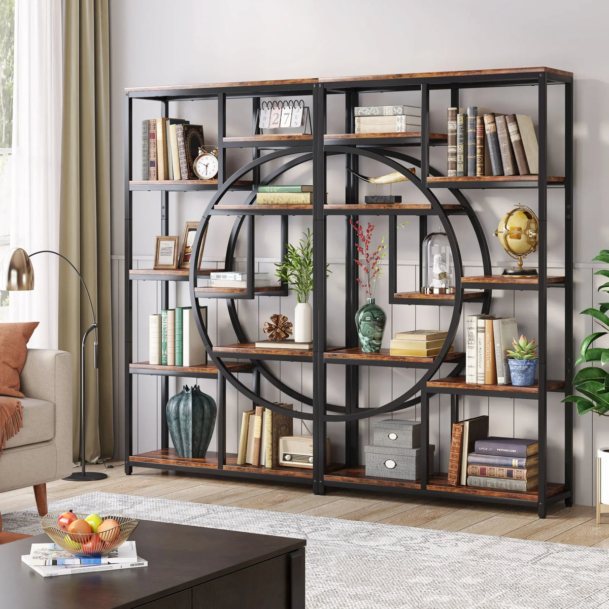 Tribesigns Industrial Etagere Bookcase With Five Tier Display Storage