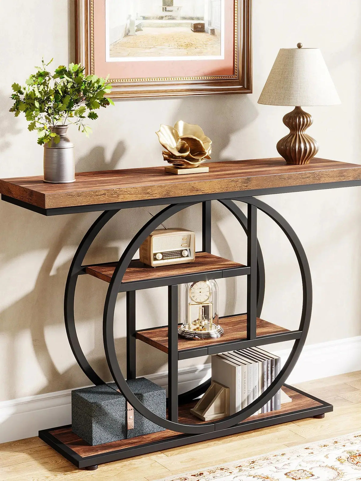 Tribesigns Four Tier Industrial Console Table With Storage