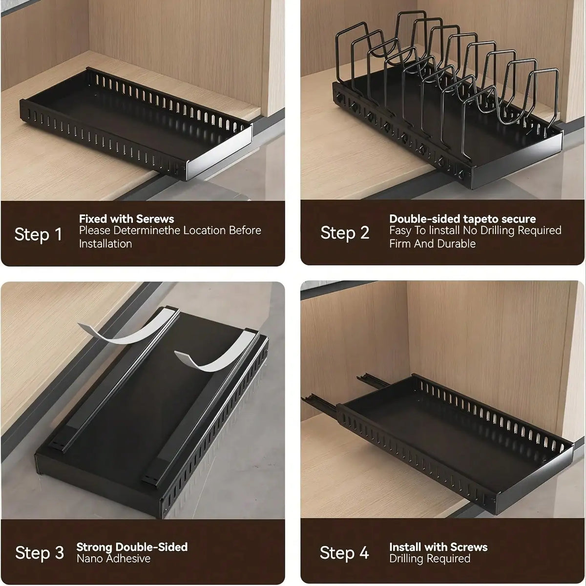 Pull Out Cabinet Organizer for Pots Pans Lids and Utensils