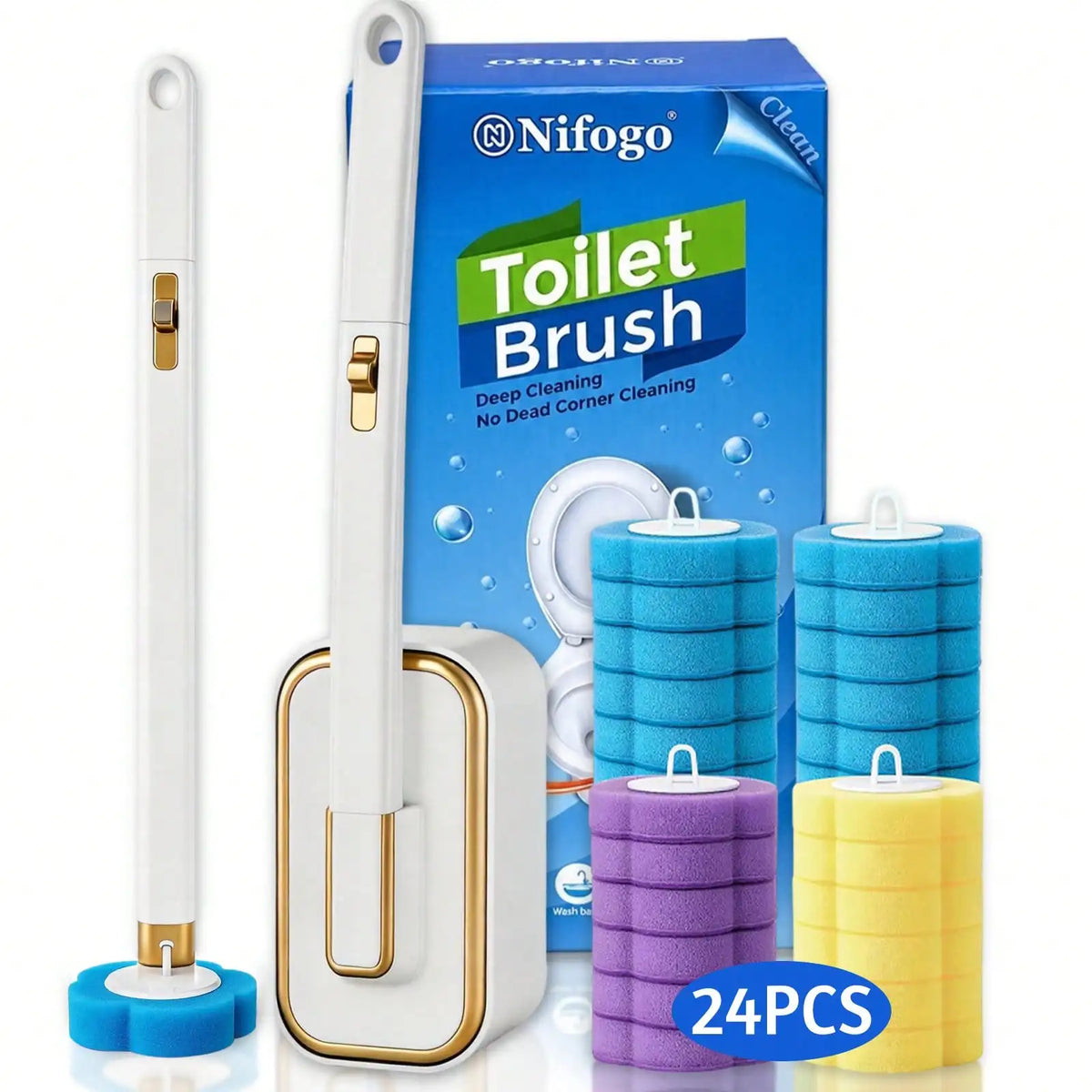 Automatic Toilet Wand Cleaning Kit With Disposable Refill Heads