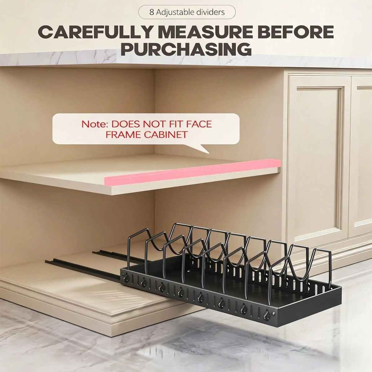 Pull Out Cabinet Organizer for Pots Pans Lids and Utensils