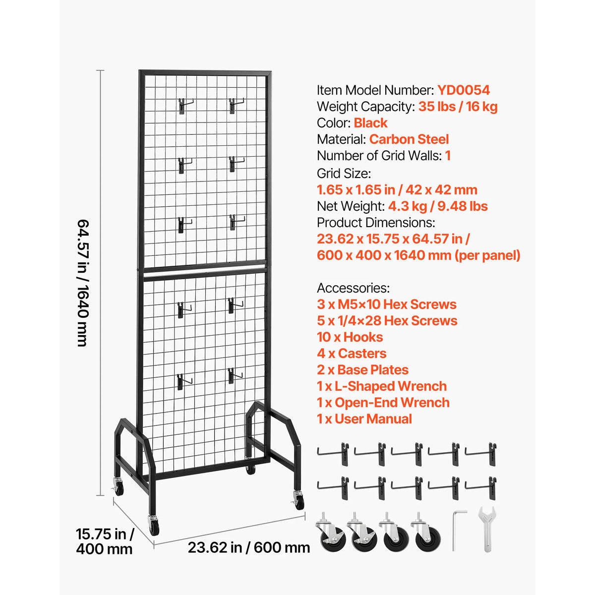 SucceBuy Gridwall Display Rack With Wheels For Craft Shows