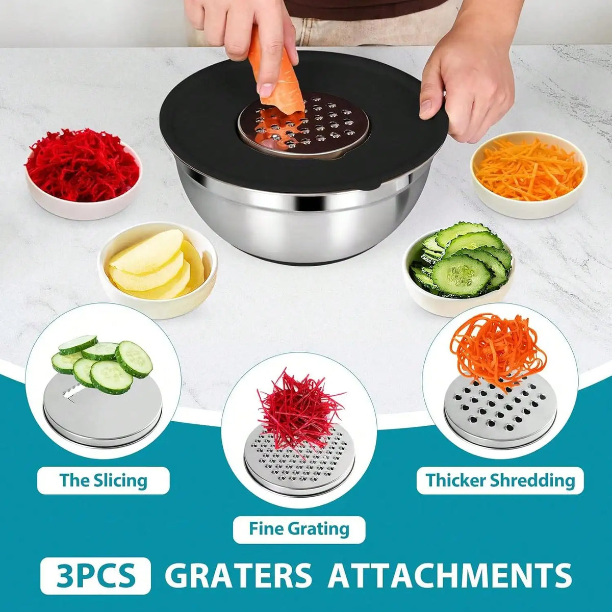 Stainless Steel Mixing Bowls With Airtight Lids And Non-Slip Bases