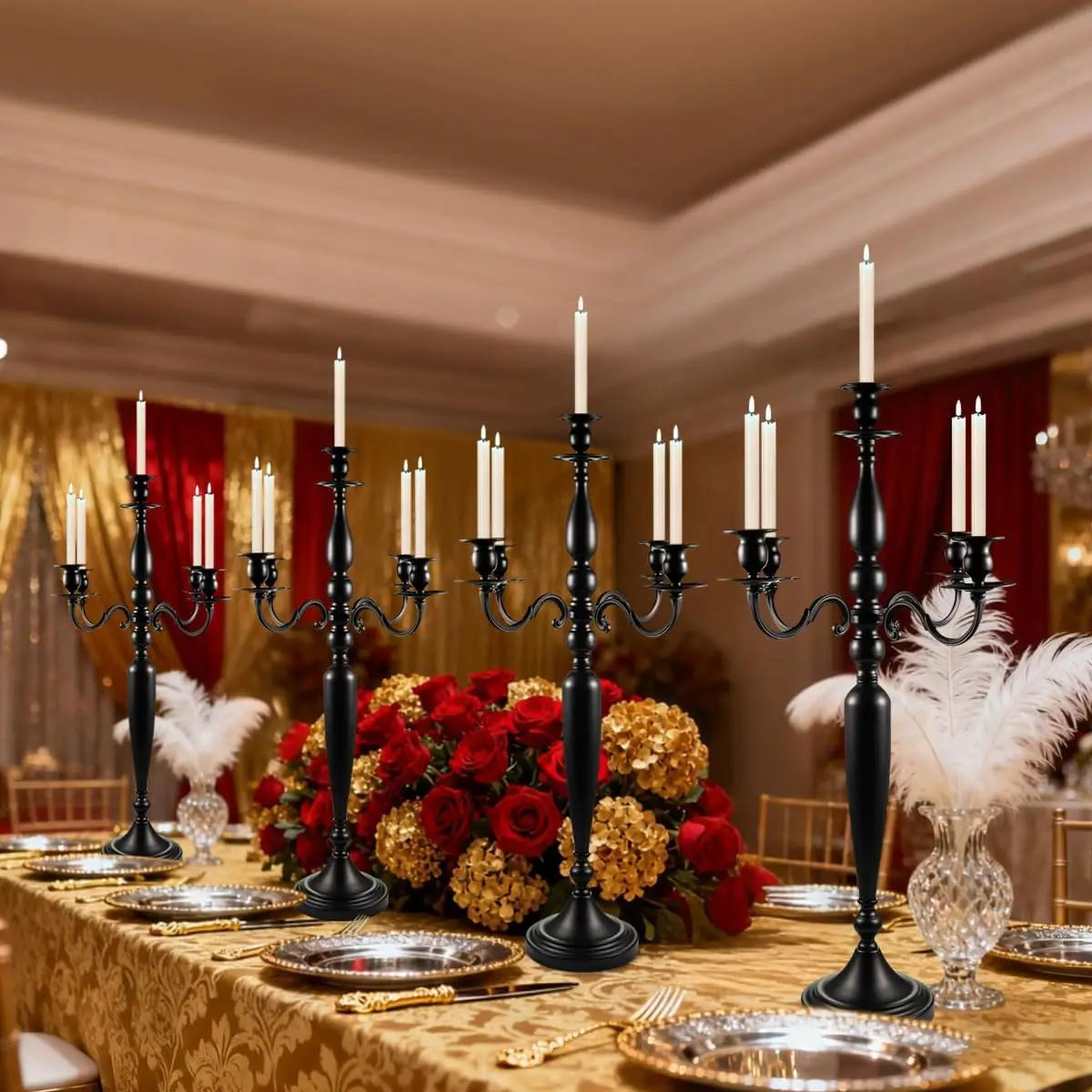 VINCIGANT Five Arm Candelabra Candle Holders for Wedding Table Decor
