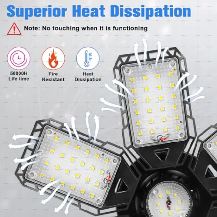 LED Garage Lights Bulb -80W, 18000LM 6500K Led Shop Light with 6+1 Deformable Panels, Basement Barn Light Garage Ceiling Lights