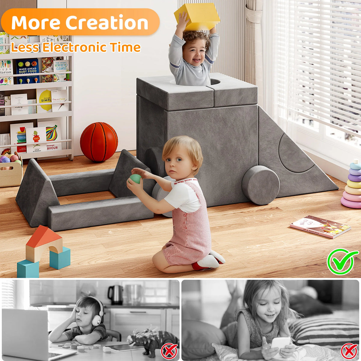 Modular Kids Play Couch With Convertible Foam Sofa Set