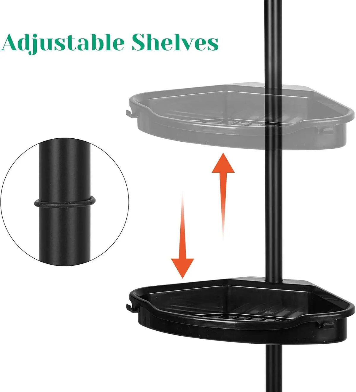 Rustproof Corner Shower Caddy With Telescopic Tension Pole