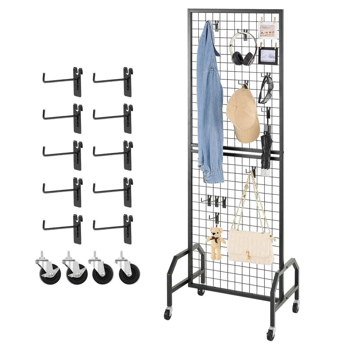 SucceBuy Gridwall Display Rack With Wheels For Craft Shows