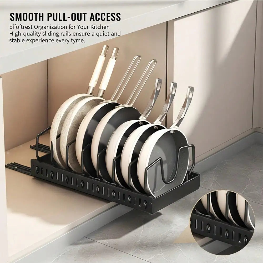 Pull Out Cabinet Organizer for Pots Pans Lids and Utensils