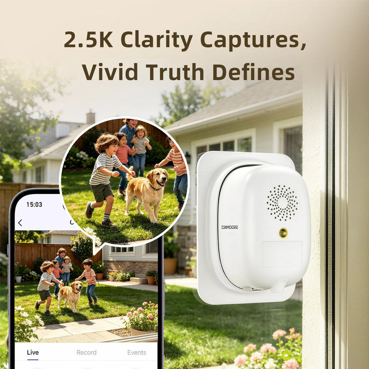 CINMOORE Security Camera With Night Vision And Smart AI Detection