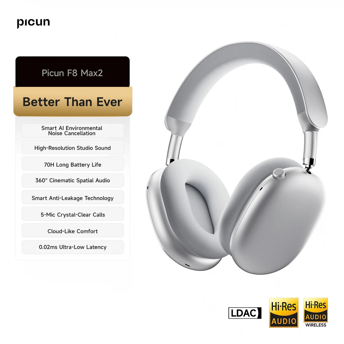 Picun F8 Pro ANC Wireless Headphones With Spatial Audio