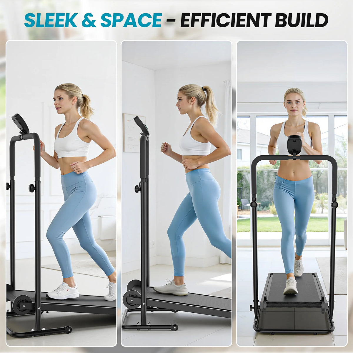 AKLUER Non-Motorized Treadmill With Incline And LCD Monitor