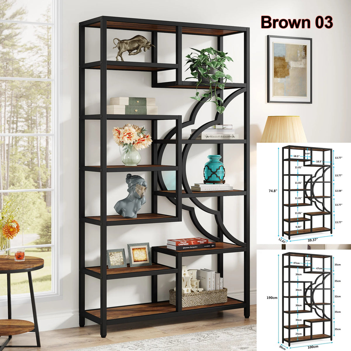Tribesigns Industrial Etagere Bookcase With Five Tier Display Storage