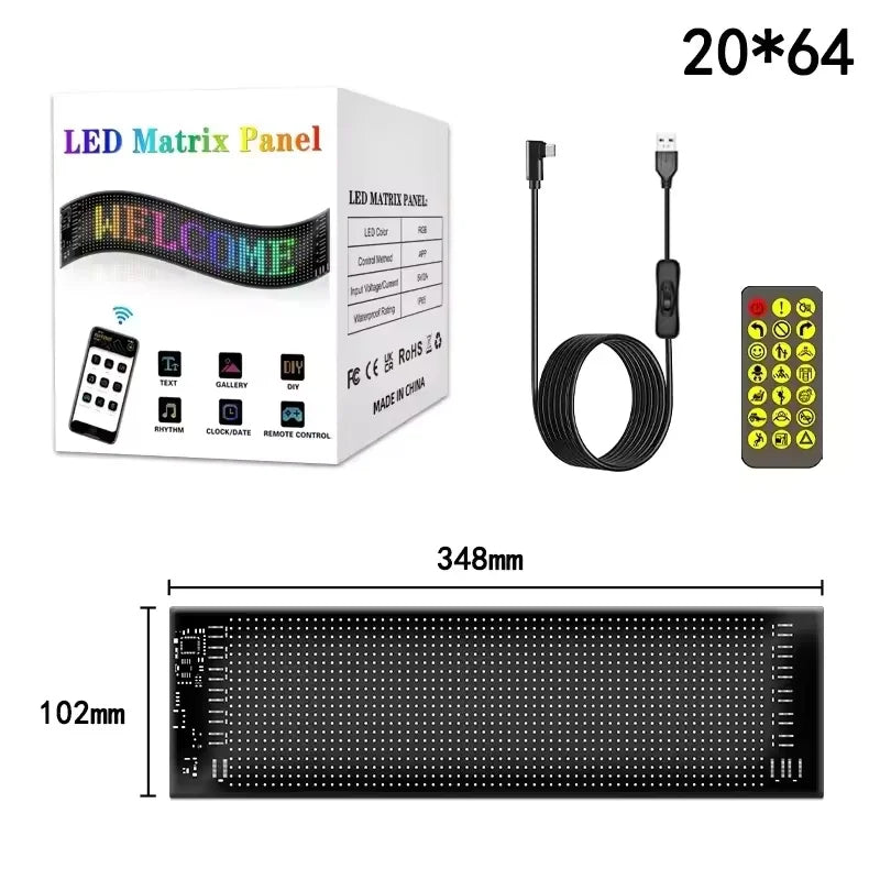 Car Decor Advertising Logo Lights Outdoor LED Matrix Pixel Scrolling Screen DIY Customize Patterns,Animations,Text Warning Light